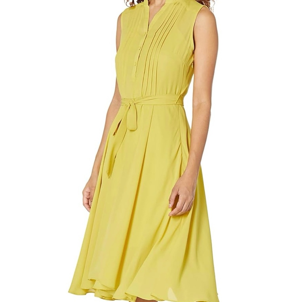 Nanette Lepore Sunny Yellow Midi Button up Sleeveless Dress